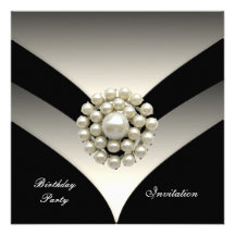 Einladungs-elegantes Geburtstags-Party-Perlen-Schw