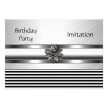 Einladungs-elegantes schwarzes Streifen-Geburtstag