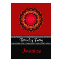 Einladungs-Geburtstags-Party-rotes Schwarzes
