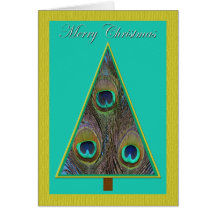 Einzigartige Pfau-Weihnachtsbaum-Weihnachtskarte