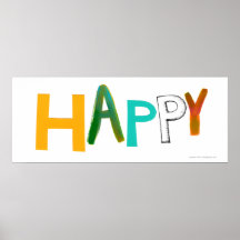 Einzigartige Schriftart der glücklichen bunten Wor Posterdrucke