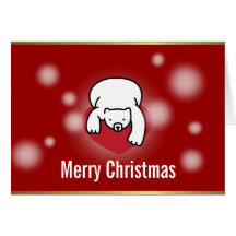 Eisbär-Herz-schneiende rote Weihnachtskarte