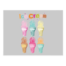 Eiscreme-Kegel-Nahrungsmittelnachtisch-süßer Imbis Postkarten