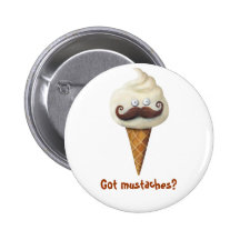 Eiscreme mit den Schnurrbärten Button
