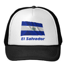 El Salvador wellenartig bewegende Flagge mit Namen Trucker Kappe