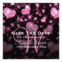 Elegant Save the Date Wedding Glitter-Herz-Rosa Ankündigung