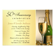 Elegante 50. goldene Annniversary Party Einladunge