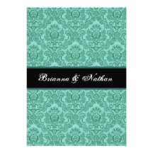 Elegante AQUAMARINE und AQUA Damast-Hochzeits-Einl