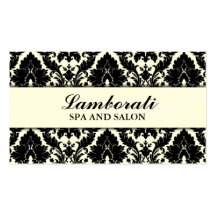 Elegante Damast-Blumenmuster-Creme-modernes stilvo Visitenkartenvorlagen