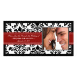 Elegante Damast-Save the Date Fotokarte: rot