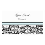 Elegante Damast-Schwarz-und Baby-Blau-Visitenkarte