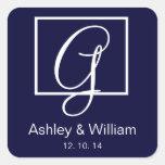 Elegante Marine-Monogramm-Gastgeschenk Hochzeits-A