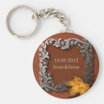 Elegante moderne Blätter-Orange FallWedding Schlüsselbänder