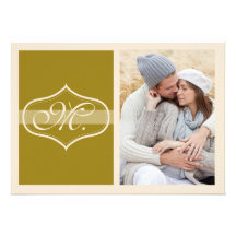 Elegante orange Monogramm-Feiertags-Foto-Karte Personalisierte Ankündigungskarte