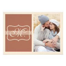 Elegante orange Monogramm-Feiertags-Foto-Karte Individuelle Einladungskarte