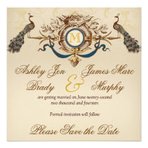 Elegante Pfau-Save the Date Karten Ankündigungskarte