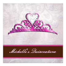 Elegante rosa Tiara-Einladung mit Diamanten