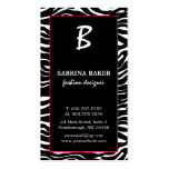 Elegante Rosa-und Zebra-Monogramm-Visitenkarten