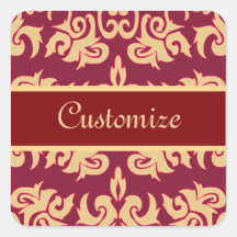 Elegante Rot-und Goldnoble Damast-Entwürfe Stickers