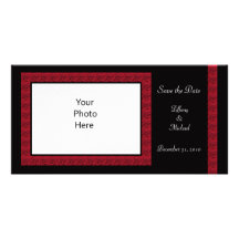 Elegante Rote Rose, die Save the Date Foto-Karte W Photo Karten