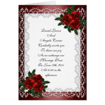 Elegante Rote Rosen der Hochzeitseinladungs-Karte