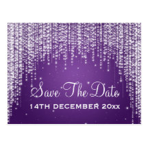 Elegante Save the Date Nacht blenden Lila Postkarte