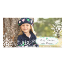 Elegante Schneeflocke-Weihnachtsfoto-Karte Photogrußkarten