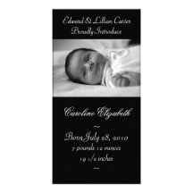Elegante Schwarzweiss-Baby-Geburt Annoucement Photokarte