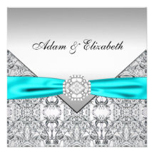 Elegante silberne aquamarine blaue Hochzeits-Einla