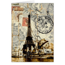 Elegante Vintage girly Blumenparis-Mode Karte