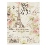 Elegante Vintage girly Blumenparis-Mode Postkarten