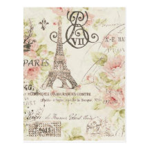 Elegante Vintage girly Blumenparis-Mode Postkarten