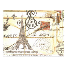 Elegante Vintage girly Blumenparis-Mode Postkarten