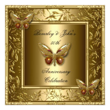 Eleganter 50. Hochzeitstag-Goldschmetterling Personalisierte Einladungskarte