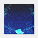 Eleganter blauer Damast- und Aqua-Wirbel Magnete