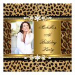 Eleganter Geburtstags-Party-Goldschwarz-Leopard Individuelle Einladungen