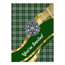 Eleganter grüner Tartan Personalisierte Ankündigung