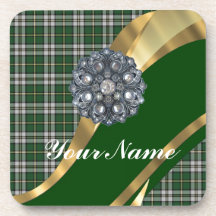 Eleganter grüner Tartan Getränk Untersetzer
