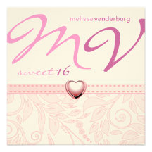 Eleganter rosa 16. Geburtstag-Geburtstag lädt ein Personalisierte Ankündigungen
