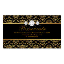 Eleganter Schmuck-Diamant-Goldschwarz-Damast Visitenkarten Vorlage
