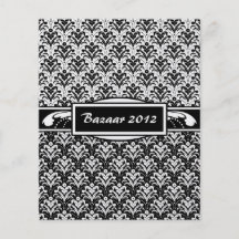 Eleganter Schwarzweiss-Kunst-Deko-Blumendamast Flyer