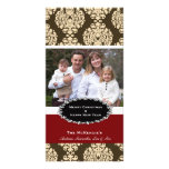 Eleganter Weihnachtsbrown-Damast Fotokarte