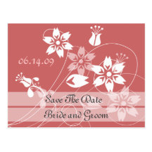 Eleganter Wirbel und Blumen-Save the Date Postkart