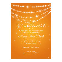 Elegantes Abschluss-Party-Funkelnkettenorange Personalisierte Ankündigungskarte