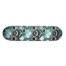 Elegantes Aqua-blaues Schwarzes verblaßte beunruhi Skateboardbrett