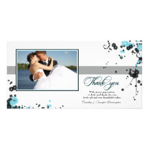 Elegantes Aqua + die schwarzen wedding Blumen dank Foto Karten