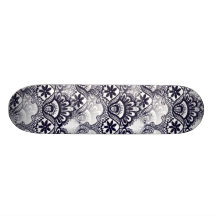 Elegantes beunruhigtes Marine-Blau-Spitze-Damast-M Personalisiertes Skateboard