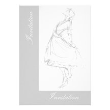 Elegantes Bleistiftzeichnen der Frau im Kleid Individuelle Ankündigung