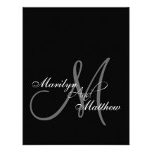 Elegantes Braut-Bräutigam-Monogramm-Proben-Abendes Personalisierte Ankündigungskarte