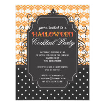 Elegantes Damast-Halloween-Cocktail-Party Einladungen